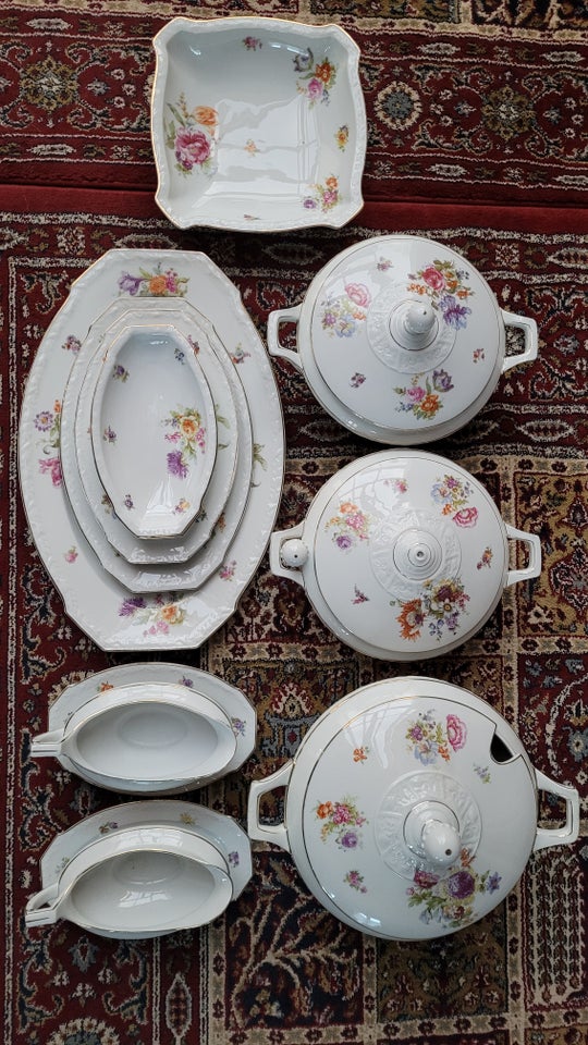 Porcelæn Stel Tallerken Fad Bowle