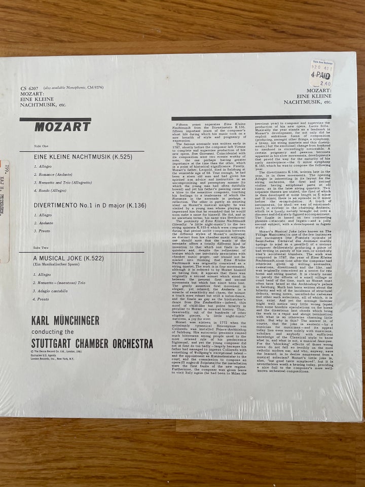 LP, Mozart ( 1. Press ), Eine Kleine