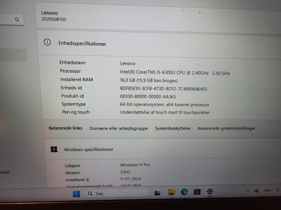 Lenovo T470, 3.00 GHz, 16 GB ram