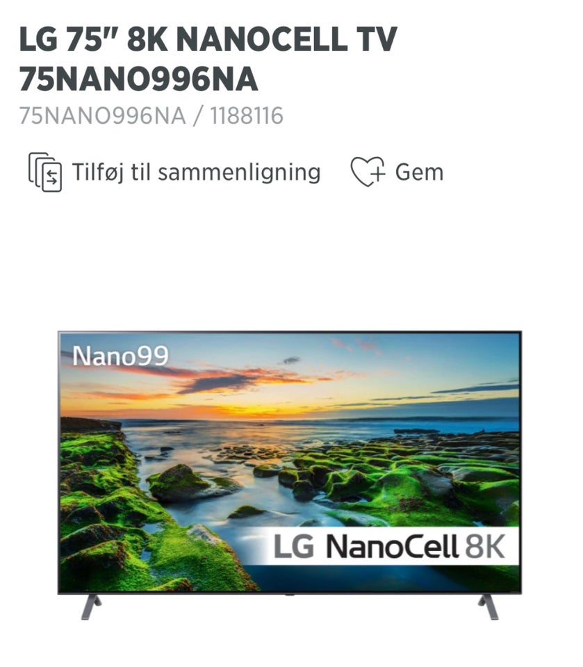 LG 75” 8K NANOCELL TV , b: 1673 d: 359