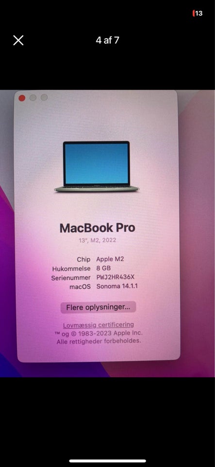 MacBook Pro, Apple M2, 8 GB ram