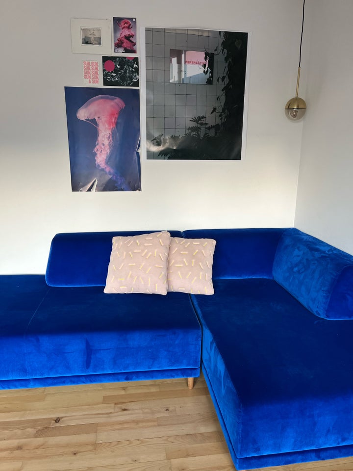 Hjørnesofa velour 4 pers