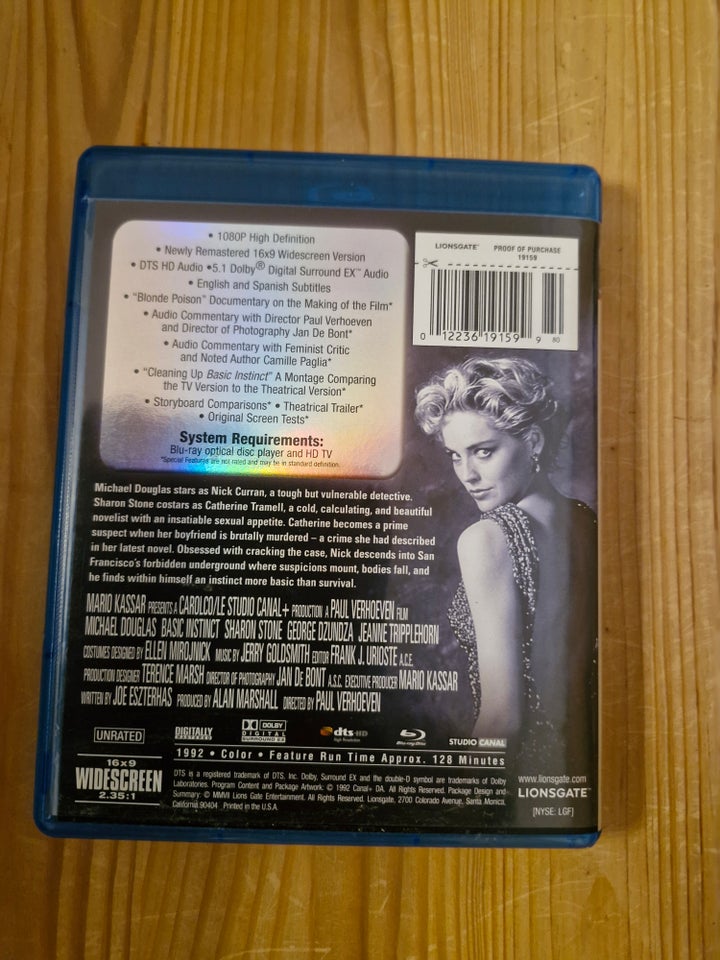 Basic Instinct, Blu-ray, thriller