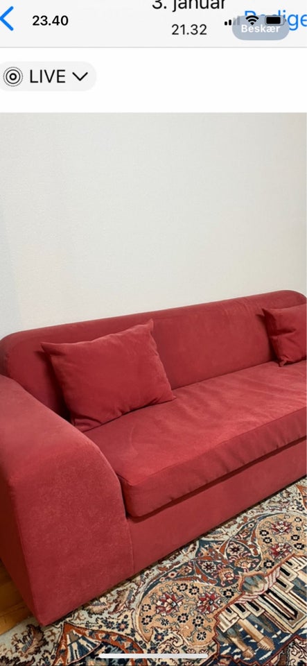 Sofa, velour, 3 pers.