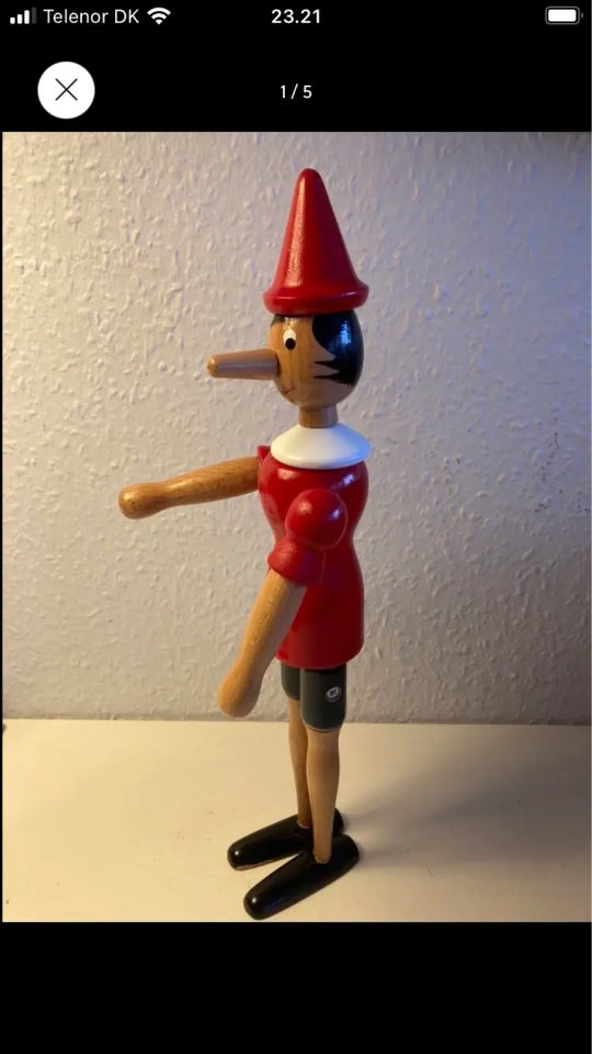 Stor 39 cm pinocchio trædukke