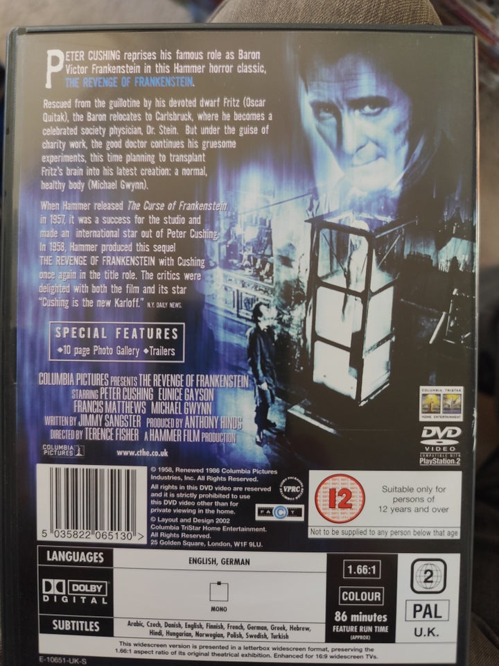 The revenge of Frankenstein DVD