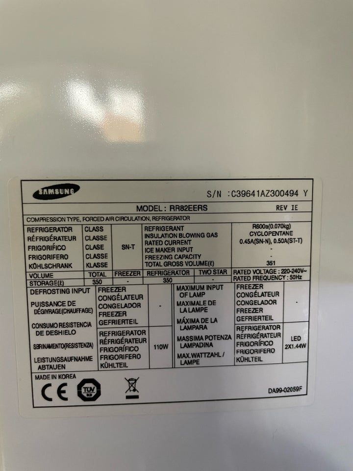 Køle/svaleskab, Samsung h: 185