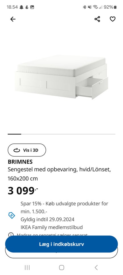 Dobbeltseng, Ikea, b: 160 l: 200 h: