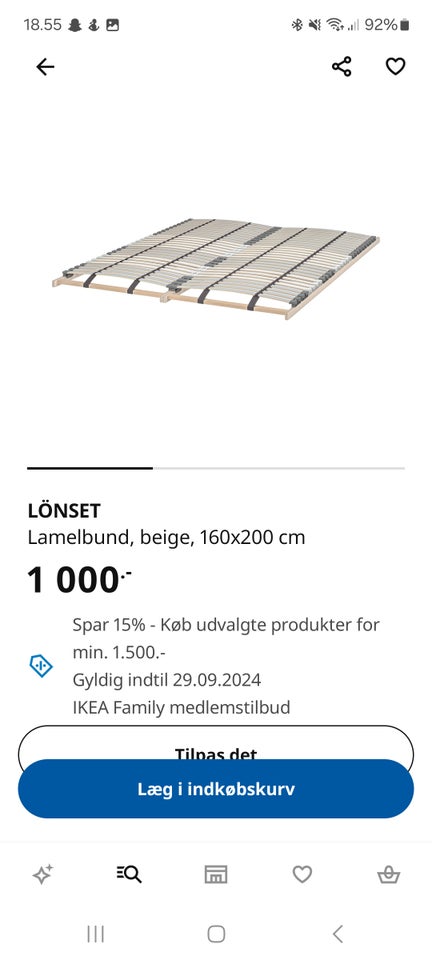 Dobbeltseng, Ikea, b: 160 l: 200 h: