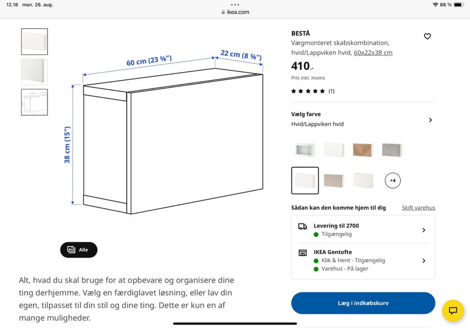 Vægskab IKEA BESTÅ b: 60 d: 22 h: 38