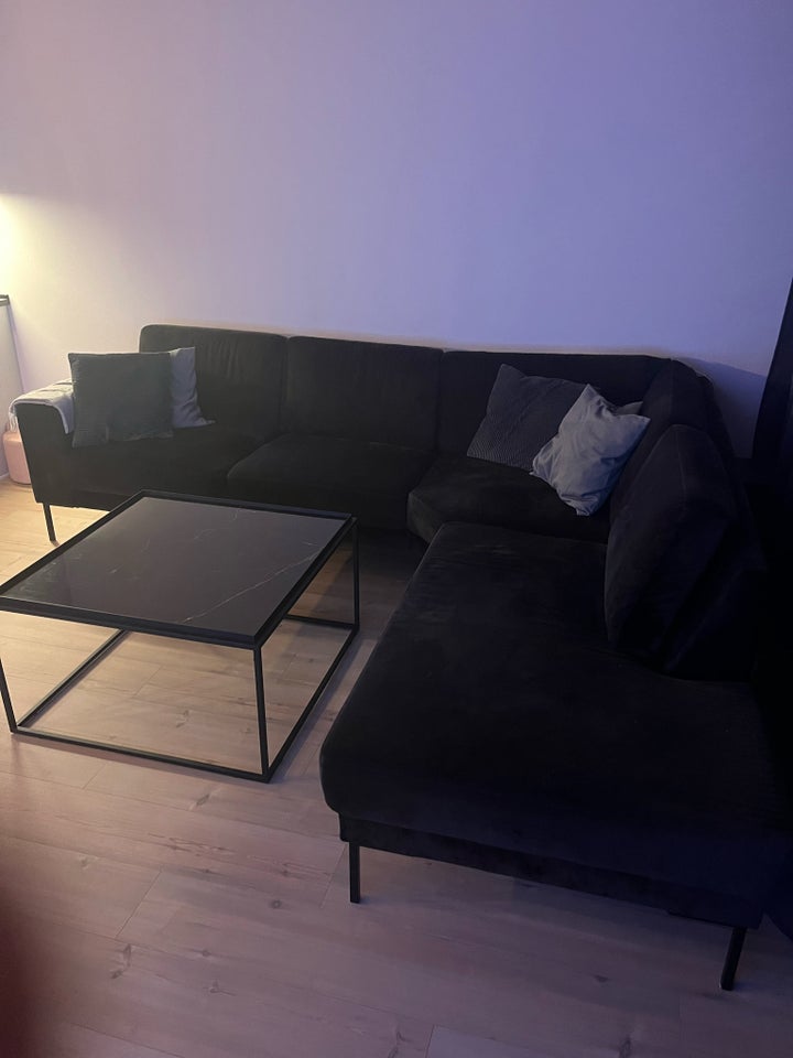 Hjørnesofa, velour, 5 pers.