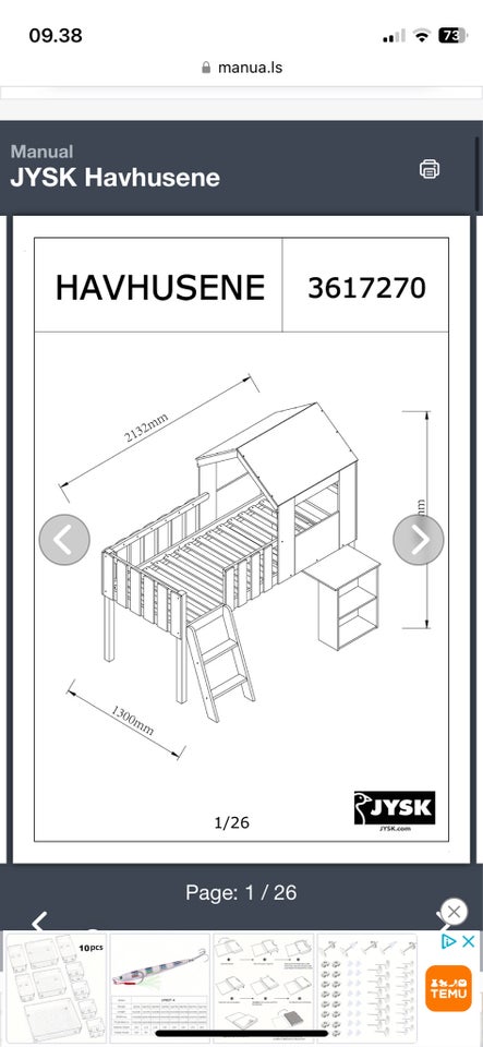 Halvhøj seng Husseng af mærket