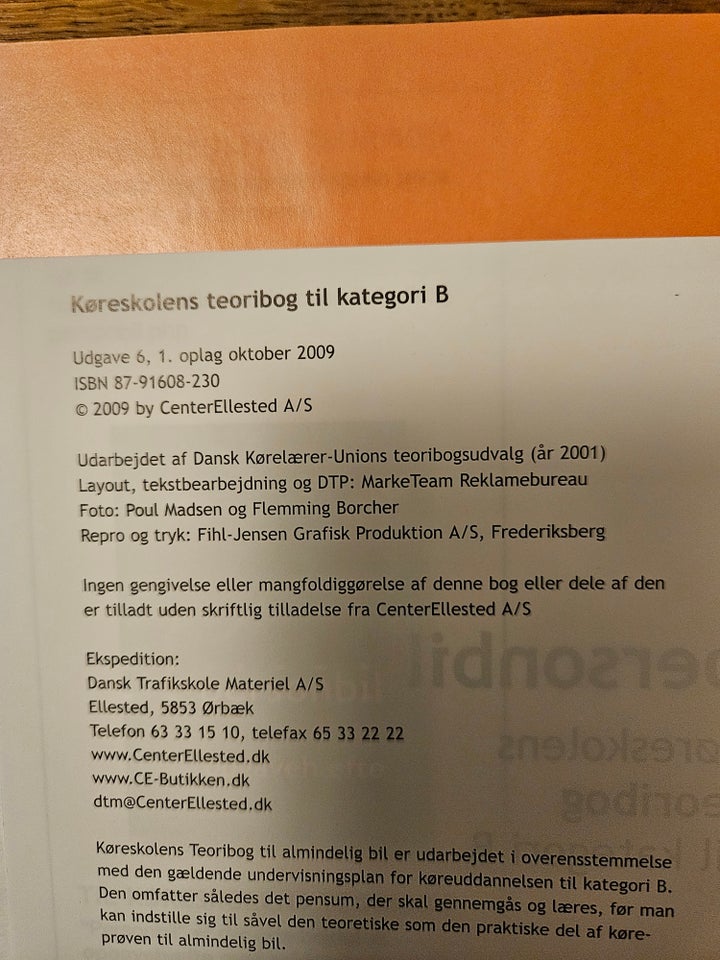 Køreskolens Teoribog. Personbil,