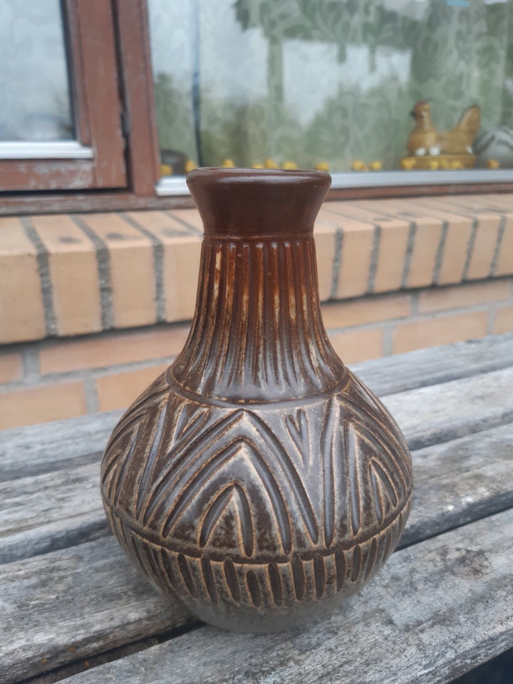 Keramik Vase brunlig/grønlig