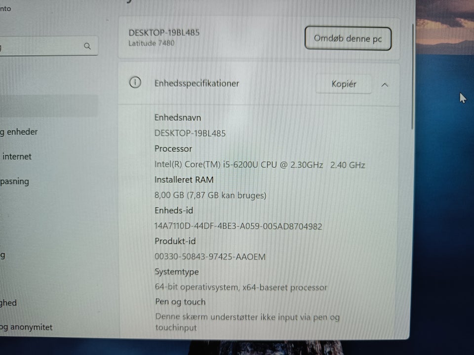 Dell Latitude E7480, 2,3 GHz, 8 GB