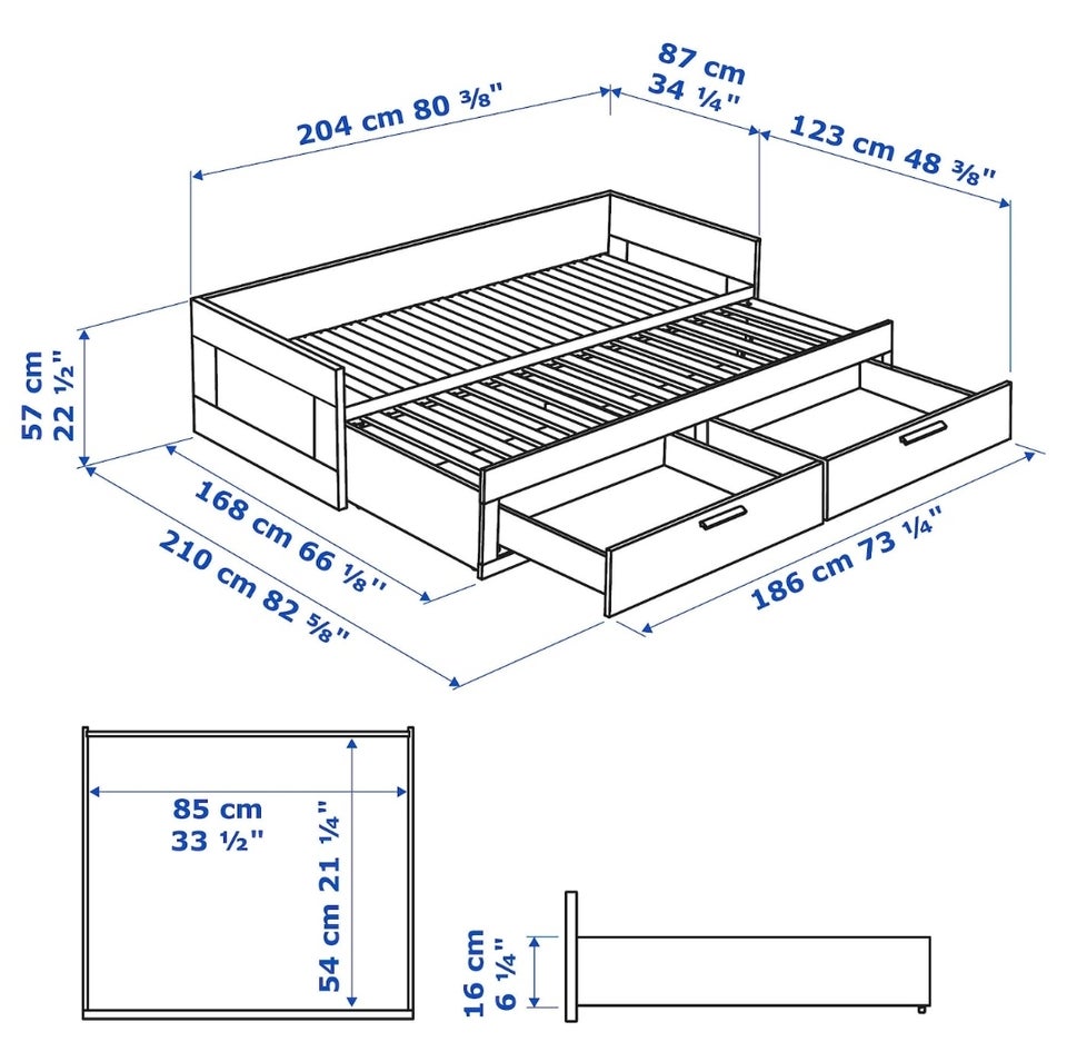 Gæsteseng, IKEA, b: 80 l: 200