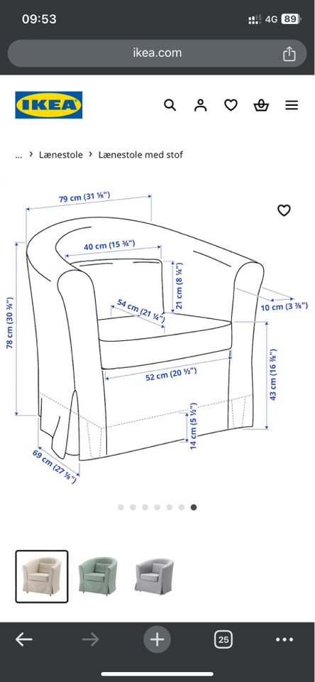 Lænestol, stof, Ikea Tullsta