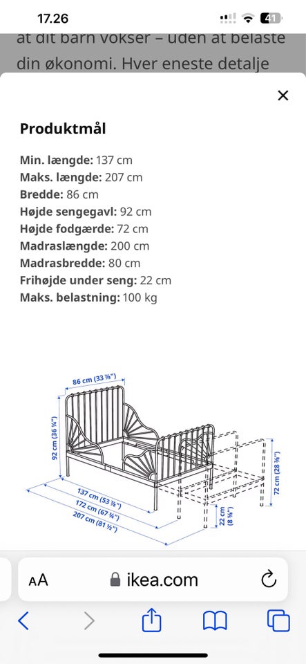 Andet Udtræksseng b: 86 l: