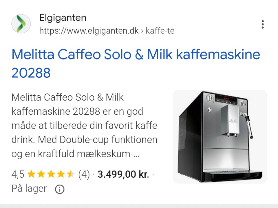 Melitta kaffemaskine med kværn til