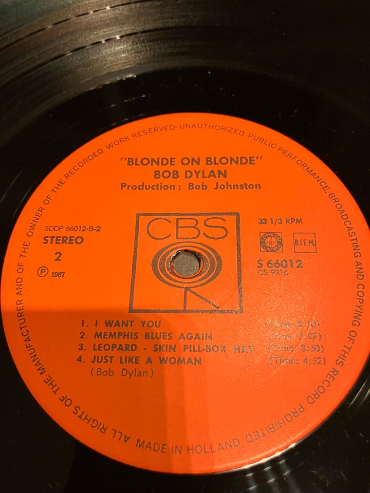 LP Bob Dylan Blonde on blonde