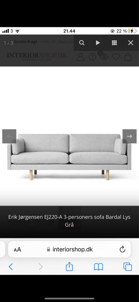 Sofa 3 pers  Erik Jørgensen