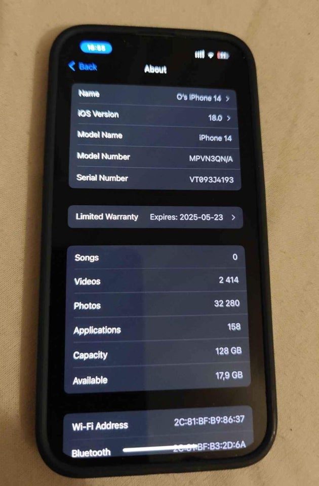 iPhone 14, 128 GB, blå