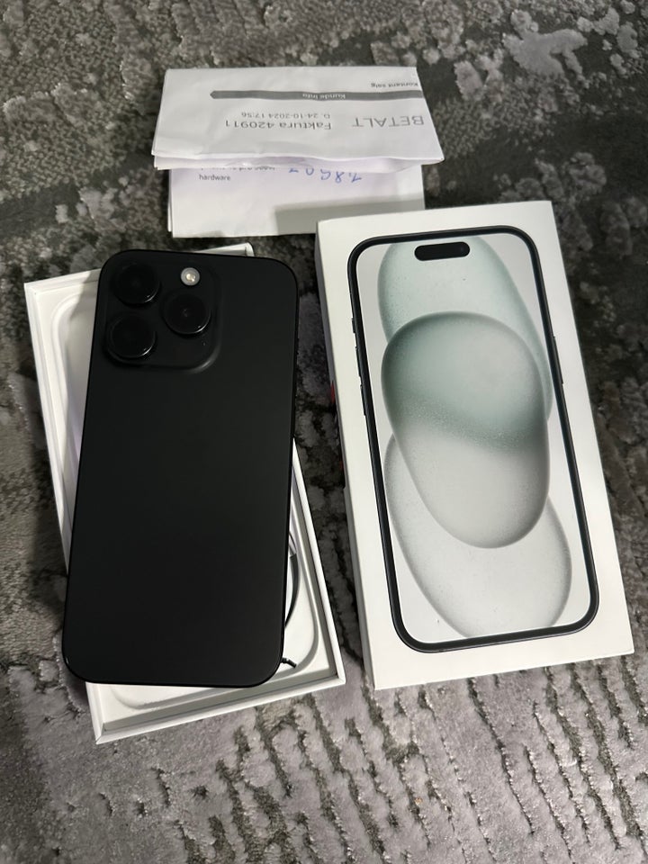 iPhone 15 Pro, 128 GB, sort