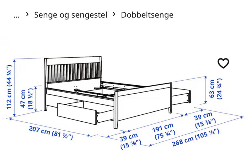 Fin dobbelt sengeramme