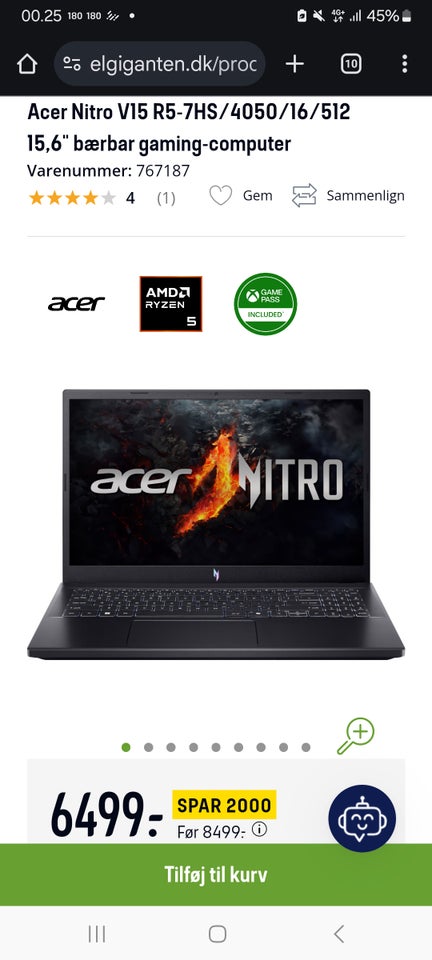 Acer V15, 16 GB ram, 500 GB harddisk