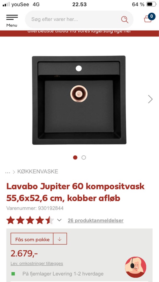 Ny køkken vask Lavabo