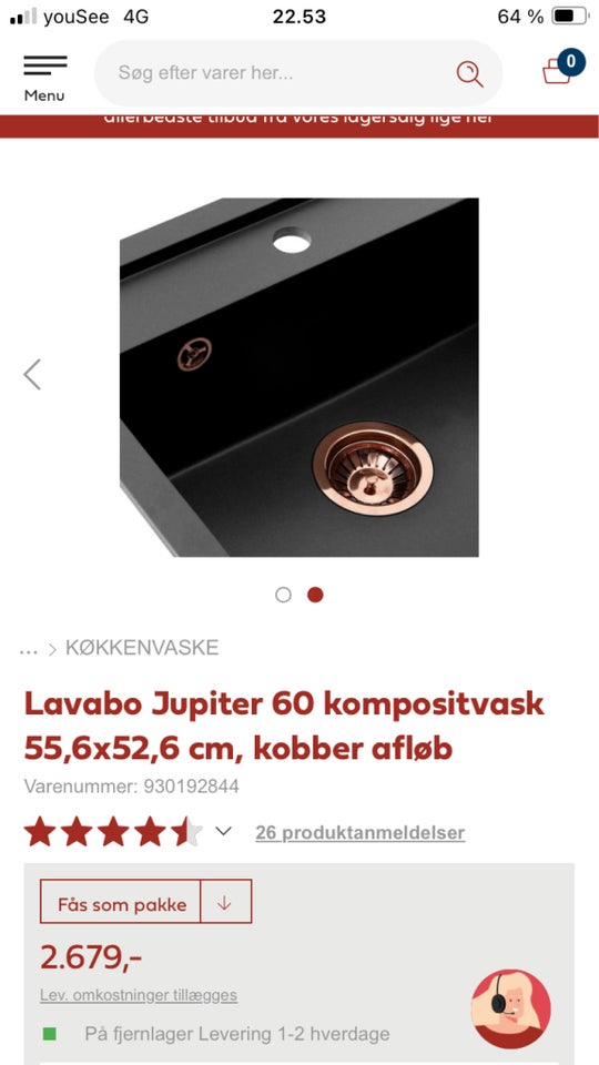 Ny køkken vask Lavabo