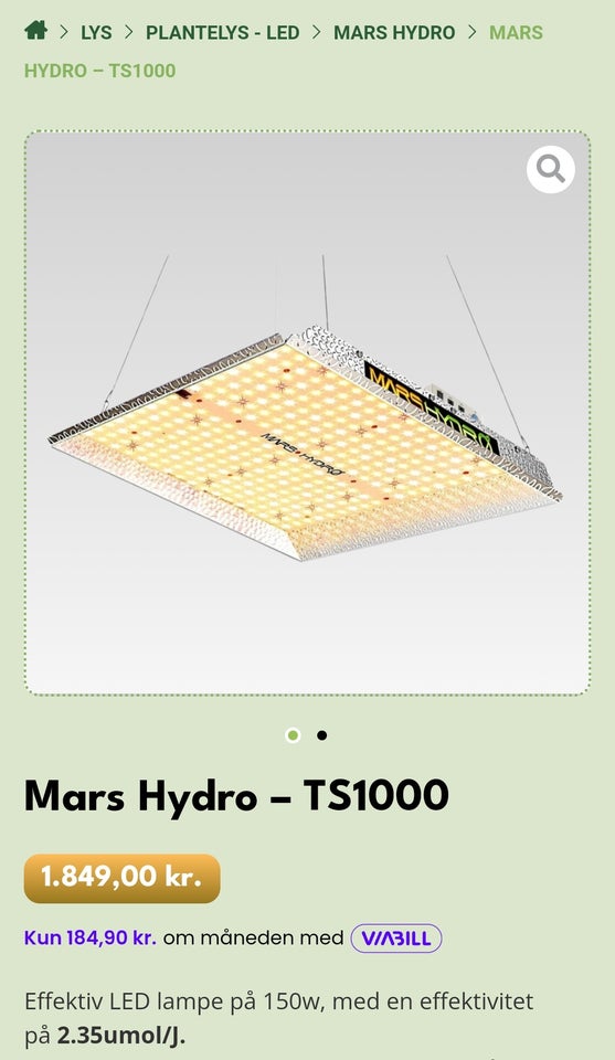 Vækst lampe / gro lys Mars hydro