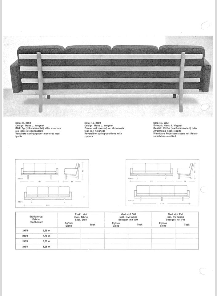 Hans J Wegner Ge235 Sofa