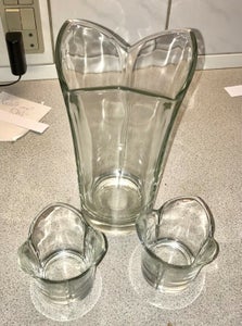 Glas Vase og fyrfadsstager Erik