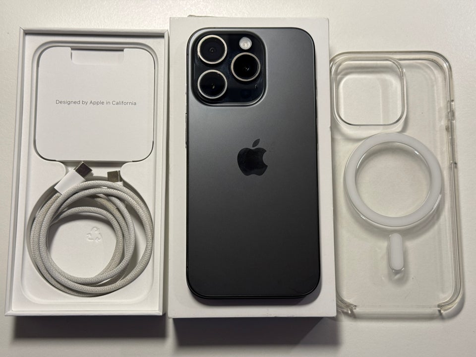 iPhone 15 Pro, 128 GB, sort