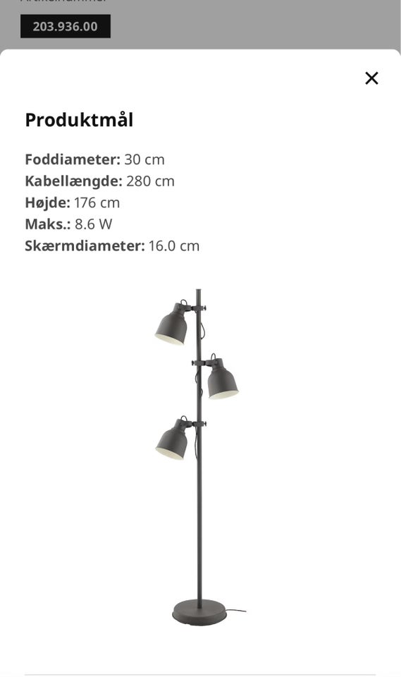 Gulvlampe, Ikea