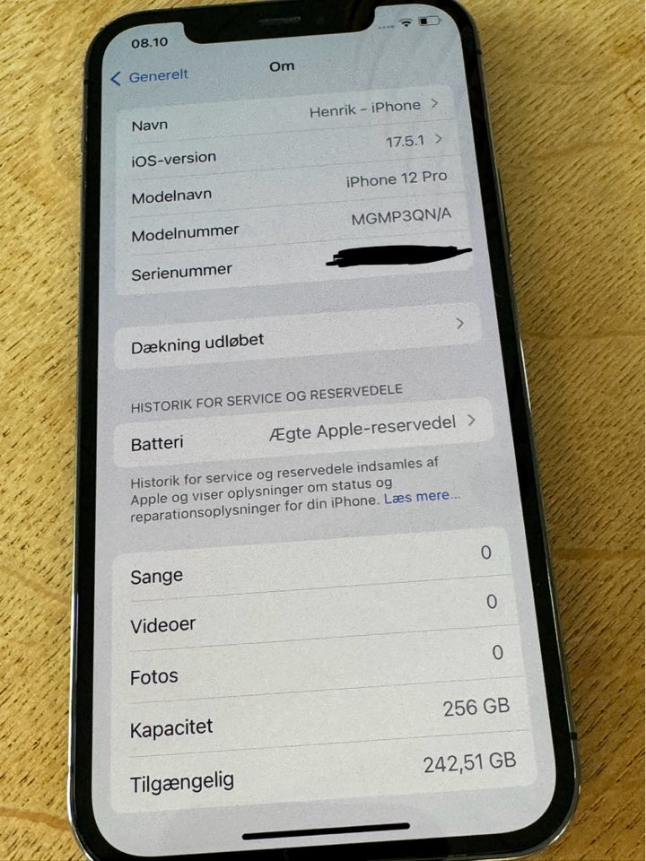 iPhone 12 Pro, 256 GB, sort