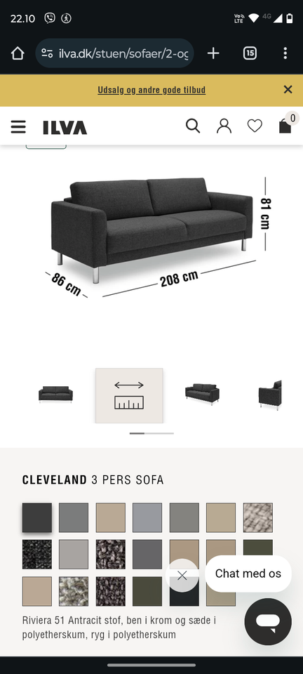 Sofa polyester 3 pers