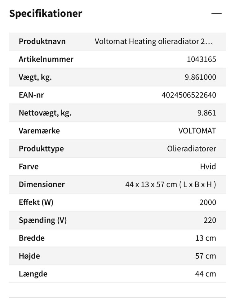 Olieradiator, Voltomat Heating