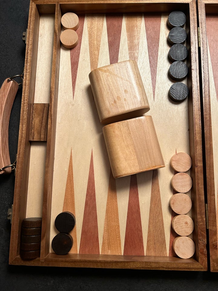 Flot backgammon i træ 28x50cm,