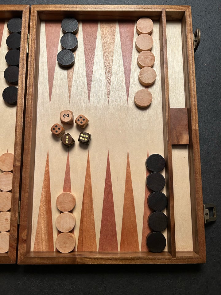 Flot backgammon i træ 28x50cm,