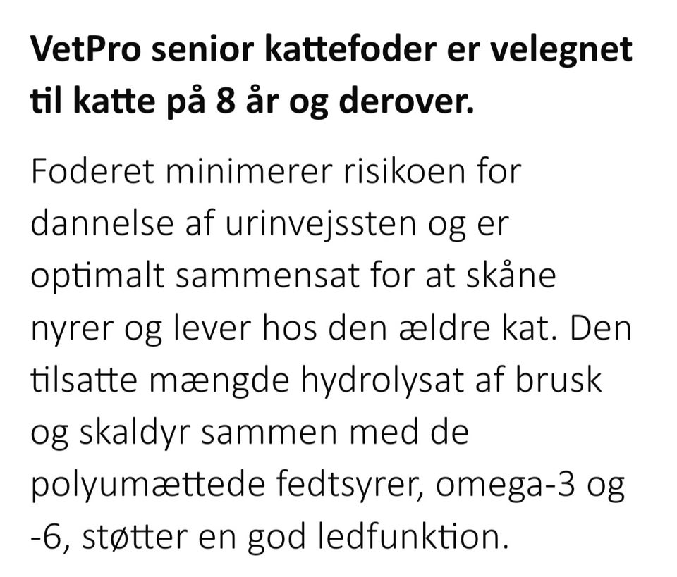 Kattefoder, Foder til Seniorkat