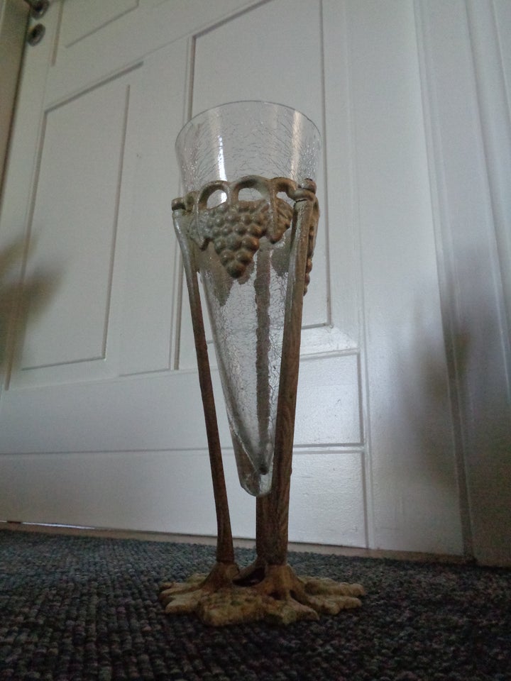 Glas Vase i metalstativ