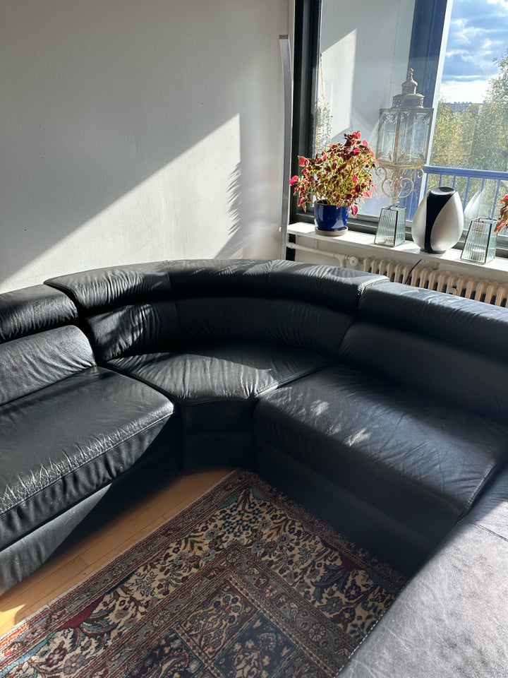 Hjørnesofa, læder, 6 pers.