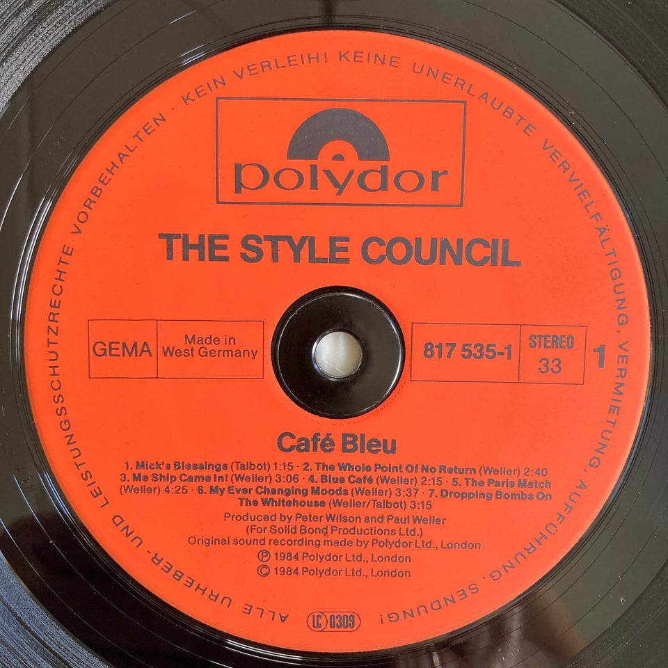 LP, The Style Council, Cafè Bleu