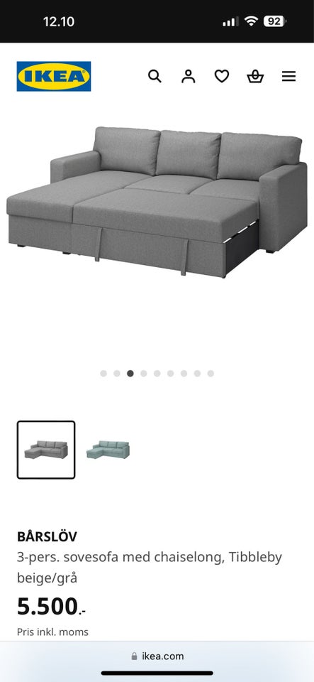 Sovesofa, Ikea , b: 153 l: 236 h: 90