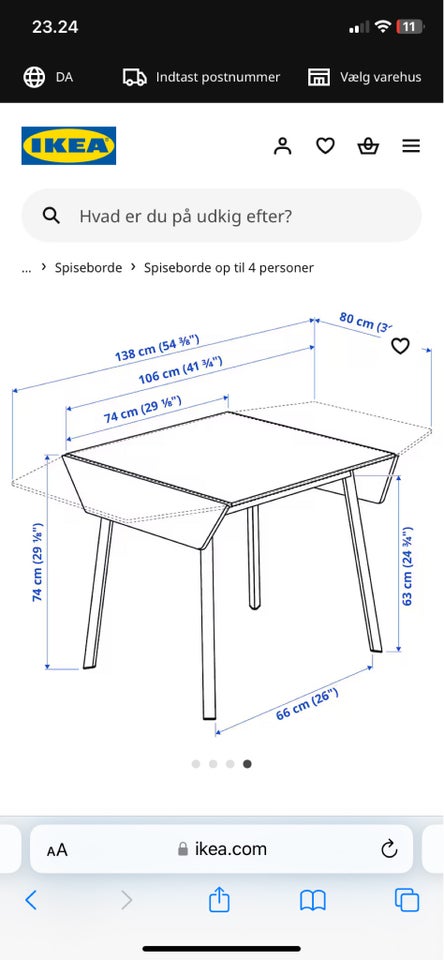 Spisebord, Bambus, Ikea foldebord