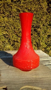 Glas Vase rød/hvid glas