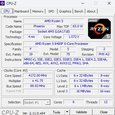 CPU, AMD, Ryzen 5 8400F