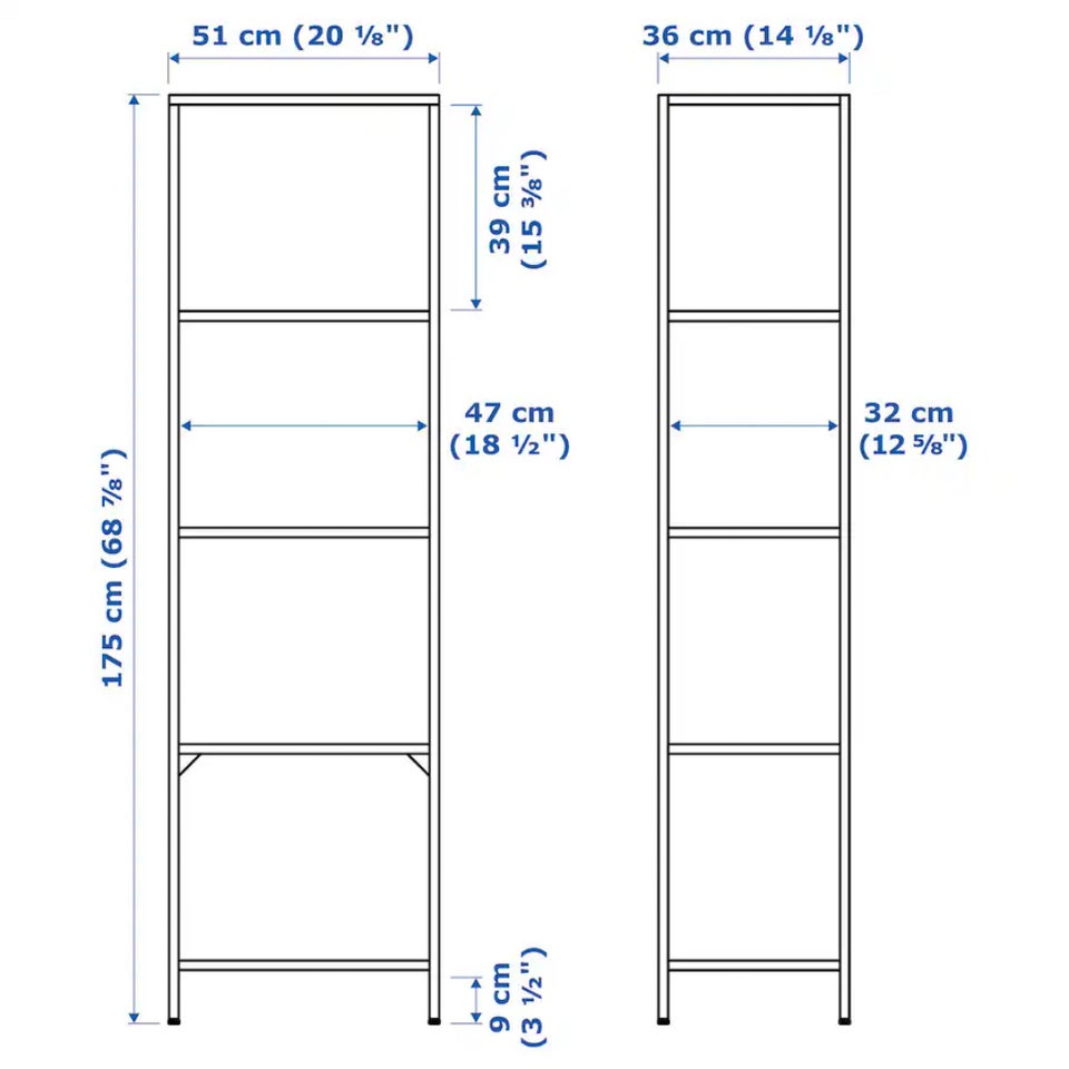 Reol Ikea Vittsjö b: 51 d: 36 h: 175